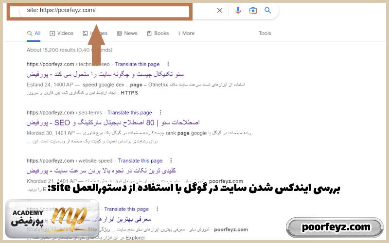 _site بررسی ایندکس شدن سایت در گوگل با استفاده از دستورالعمل