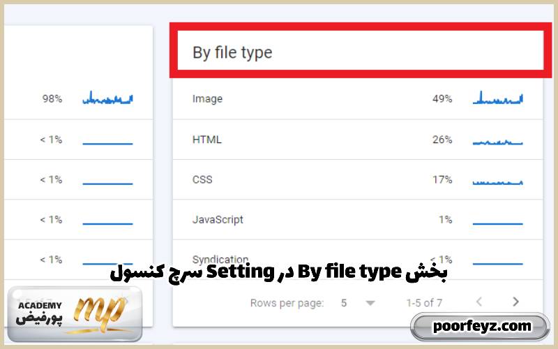 سرچ کنسول Setting در By file type بخش