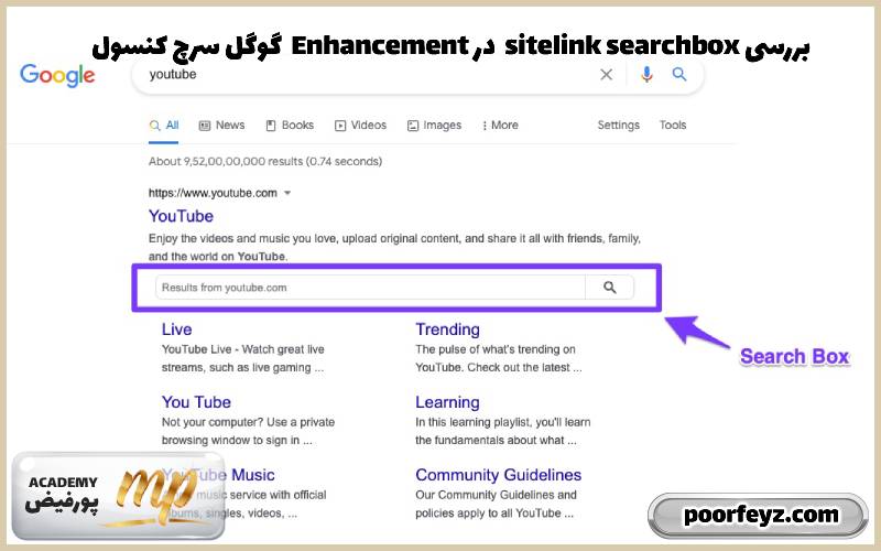 گوگل سرچ کنسول Enhancement در sitelink searchbox بررسی
